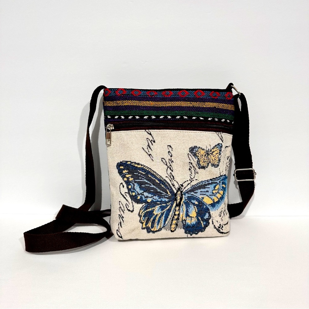 Embroidered Butterfly Crossbody Bag